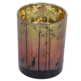 No brand photophore forêt m vert rouge verre 10x10x12,5 | 6 pièces