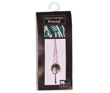 Keng Mark an der Stëmmung Kollektioun Blummendëppenhalter donkel gréng wäiss Macrame 110 cm | 6 Stéck