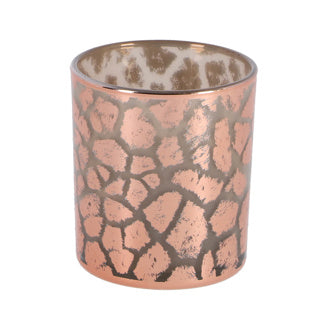 No brand ptmd windlicht desiree giraffeprint roze 8 cm | 6 stuks