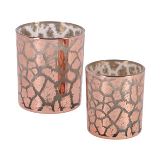 No brand ptmd windlicht desiree giraffeprint roze 8 cm | 6 stuks