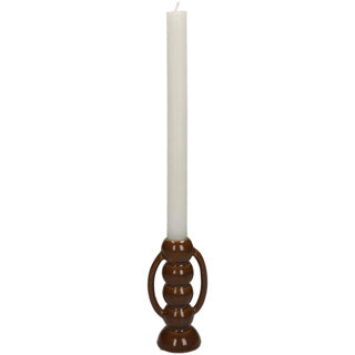 Candlestick Fine Earthenware Brown 7.4x5.5x13.7 cm