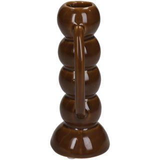Candlestick Fine Earthenware Brown 7.4x5.5x13.7 cm