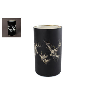 Sfeerverlichting led hert mat zwat glas 9x9x15cm | 2 stuks