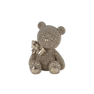 Sculptuur teddybeer goud polystone 10x8x13cm | 3 stuks