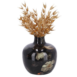 Vaas pigeon m zwart bol metaal 18x18x18 cm