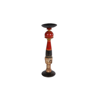 No brand candlestick sam mixed colors recycled wood 8x8x25cm