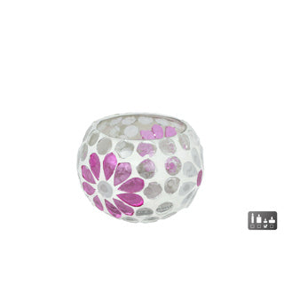 Hedlight Hollys weiß rosa Bol Glas 7x8x8cm