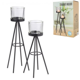 Photophore noir 28cm lot de 2 | 6 pièces