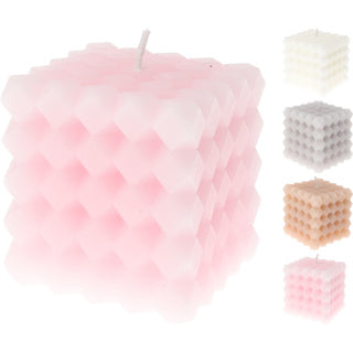 Kaars vierkant 6x6cm 4 assorti | 12 stuks