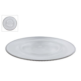 No brand scale rory ribbed silver glass 33x33x2cm