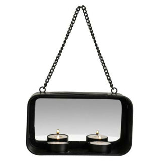 No brand gusta wand theelichthouder zwart 18x10x6,5 metaal | 6 stuks