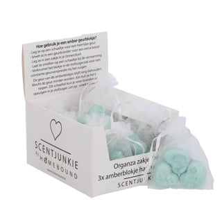 Amber block heart wood 2.5 cm organza bag 3 pieces