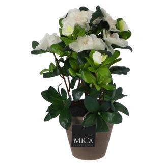 Edelman artificial azalea plant white in pot