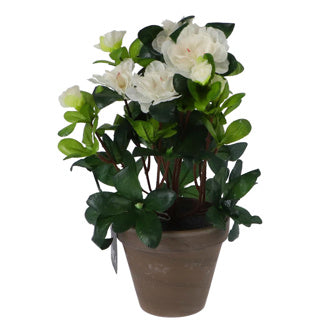 Edelman artificial azalea plant white in pot