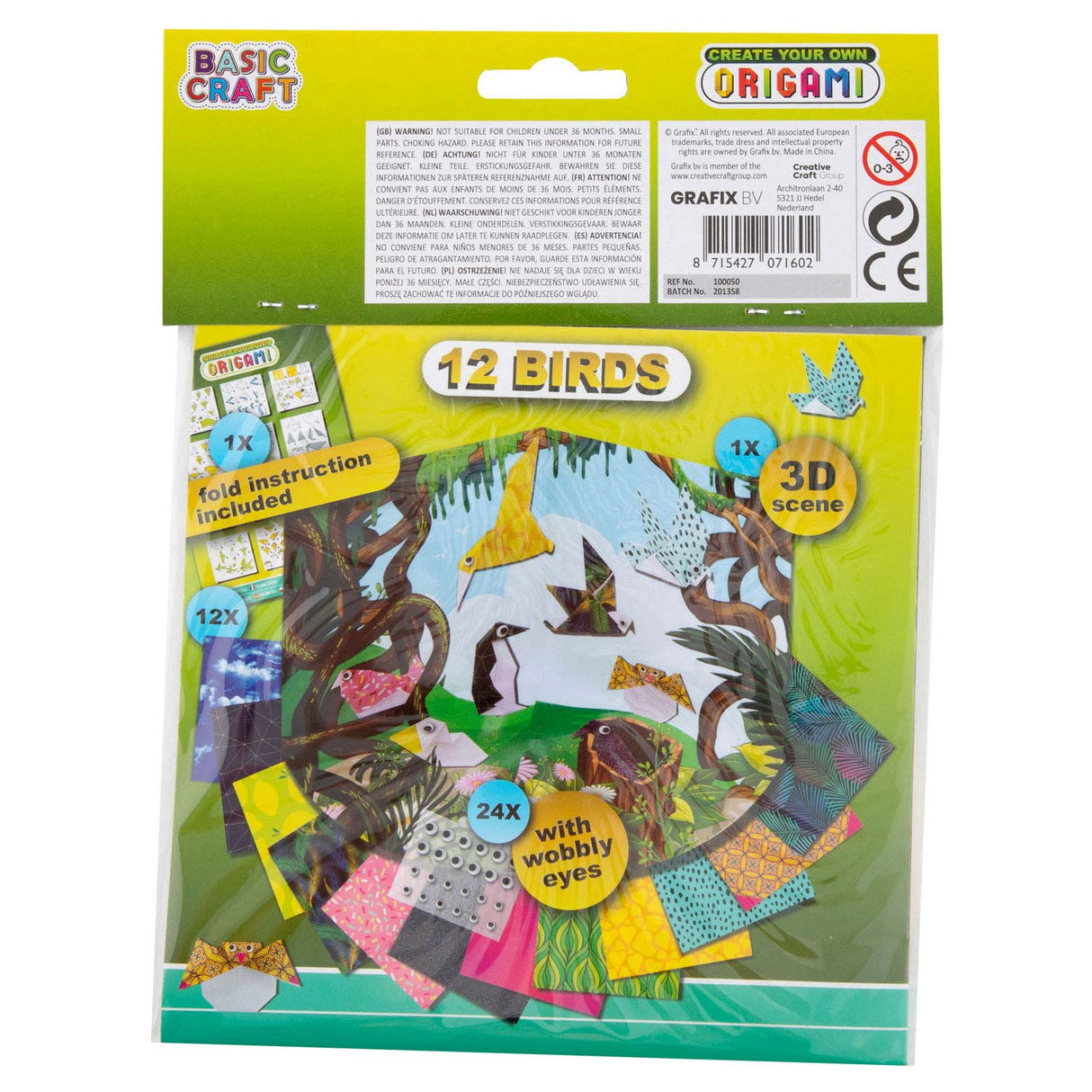 Uccelli pieghevoli di origami di gruppo artigianale creativo