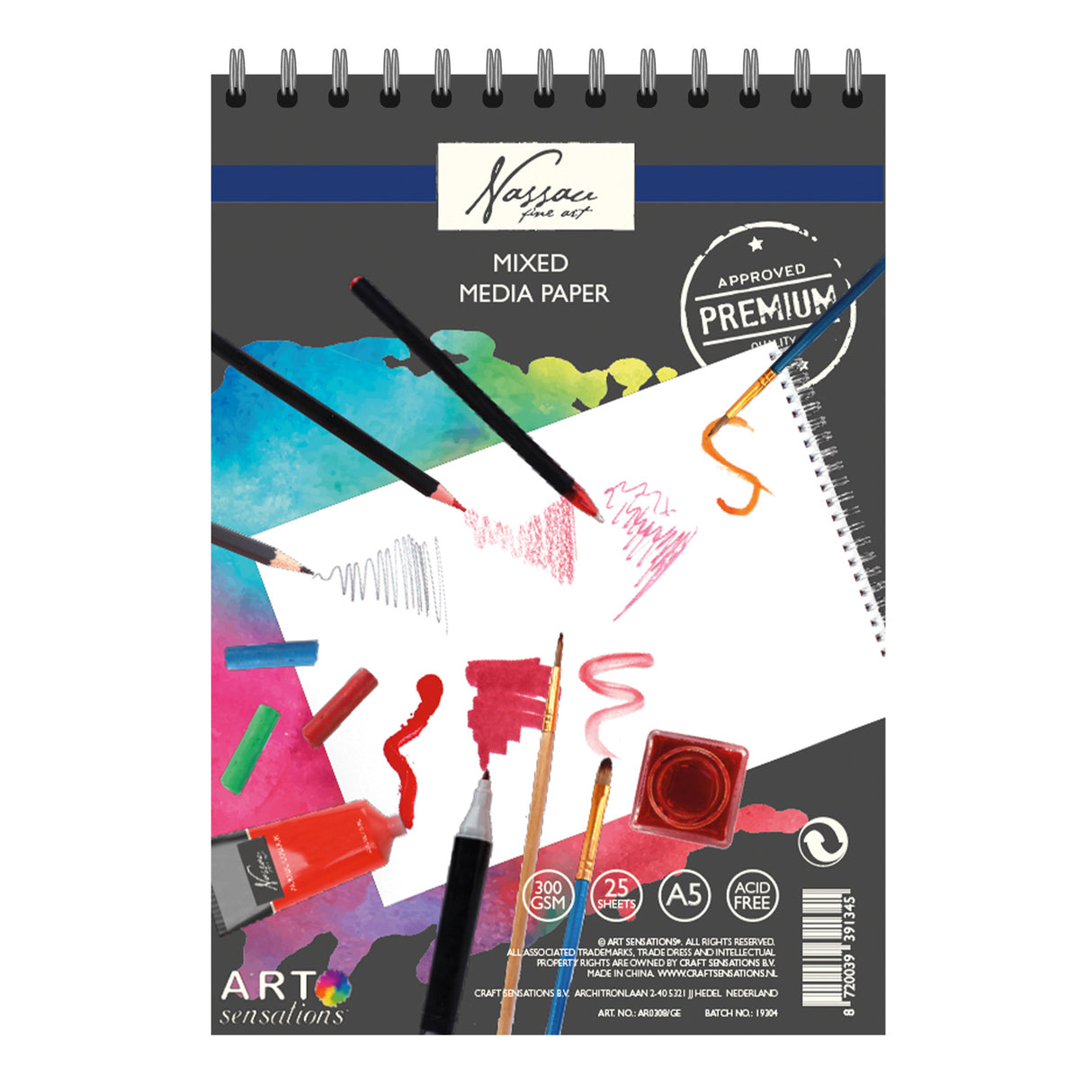 Creative Craft Group Sketchbook Media Media Papaier A5, 25 folhas