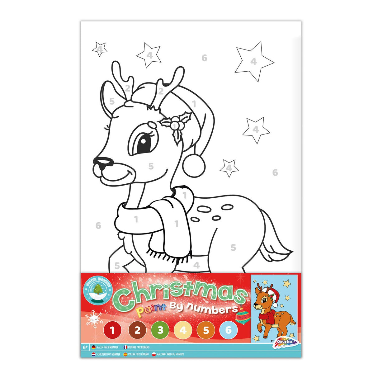 Kūrybinės amatų grupės Kalėdų drobės tapyba pagal Numbers Reindeer