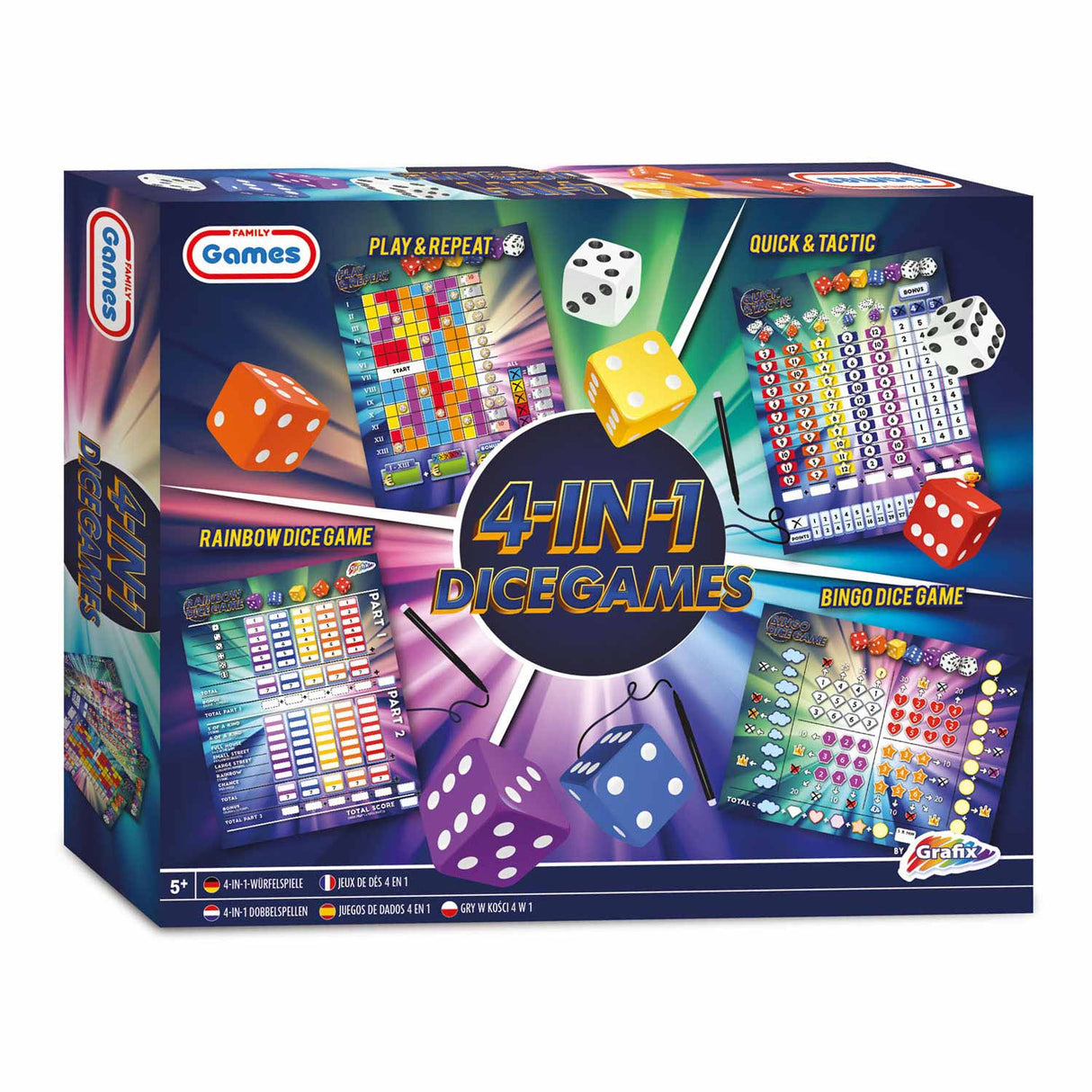 Jogos familiares jogos de dados 4 em 1