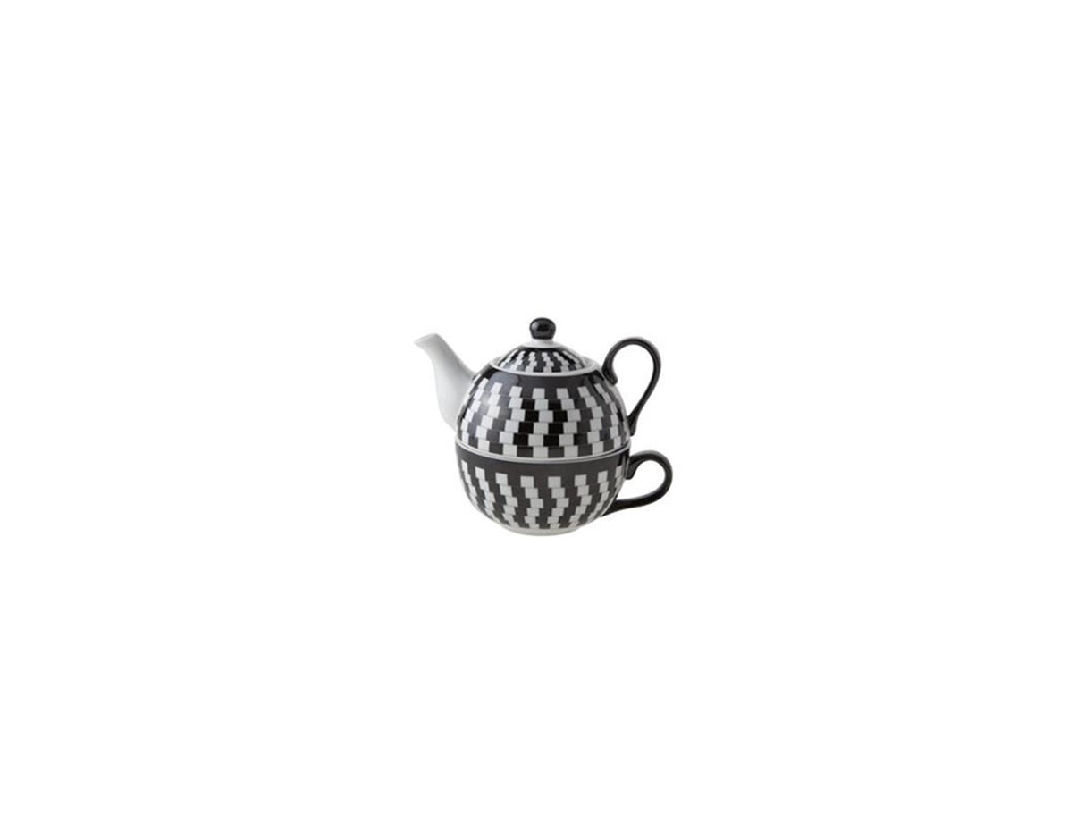 Cosy trendy tea for one ø11,5xh14cm zwart wit