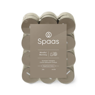 Spaas scented tea lights block pack x24 4.5 hours - mindful morning