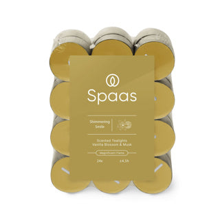 Spaas scented tea lights block pack x24 4.5 hours - shimmering smile | 5 pieces