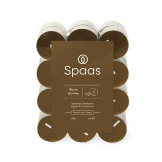 Spaas scented tea lights block pack x24 4.5 hours - warm wonder