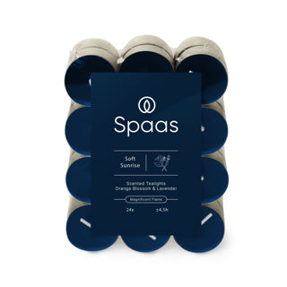 Spaas scented tea lights block pack x24 4.5 hours - soft sunrise