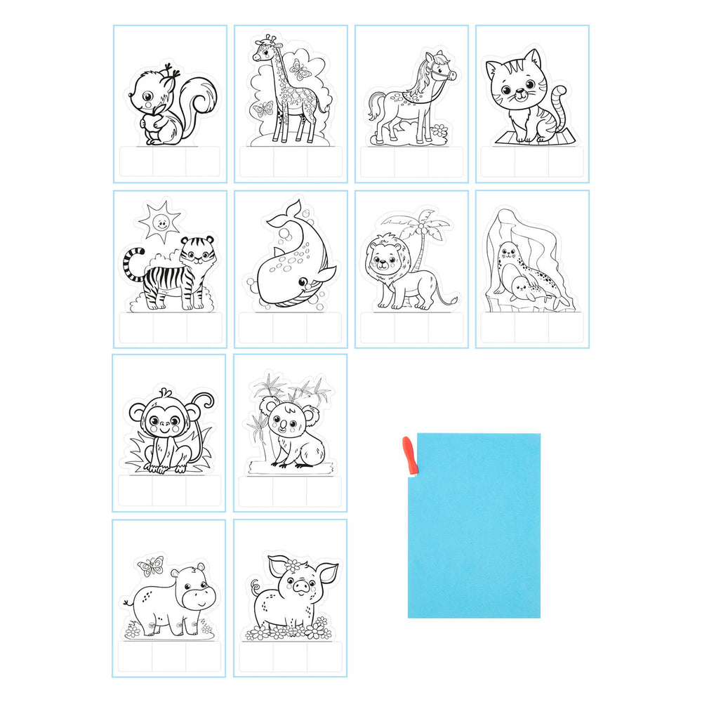 Grafix pin pad animals, 12 pcs.