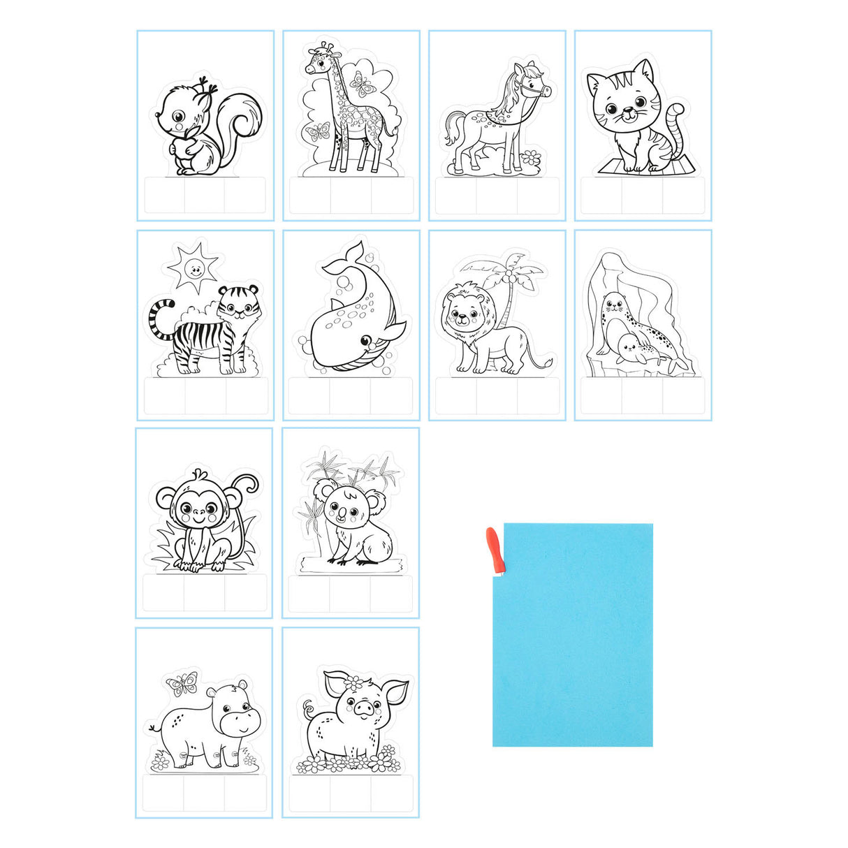 Grafix pin pad animals, 12 pcs.