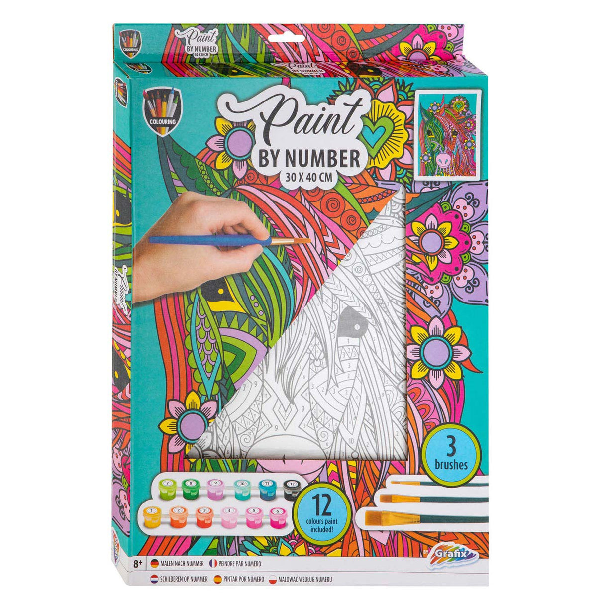 Grafix maleri efter nummer lærred eenhoorn