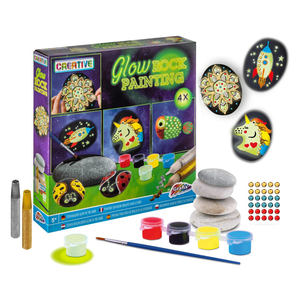 Grafix Stones pintando brilho no escuro