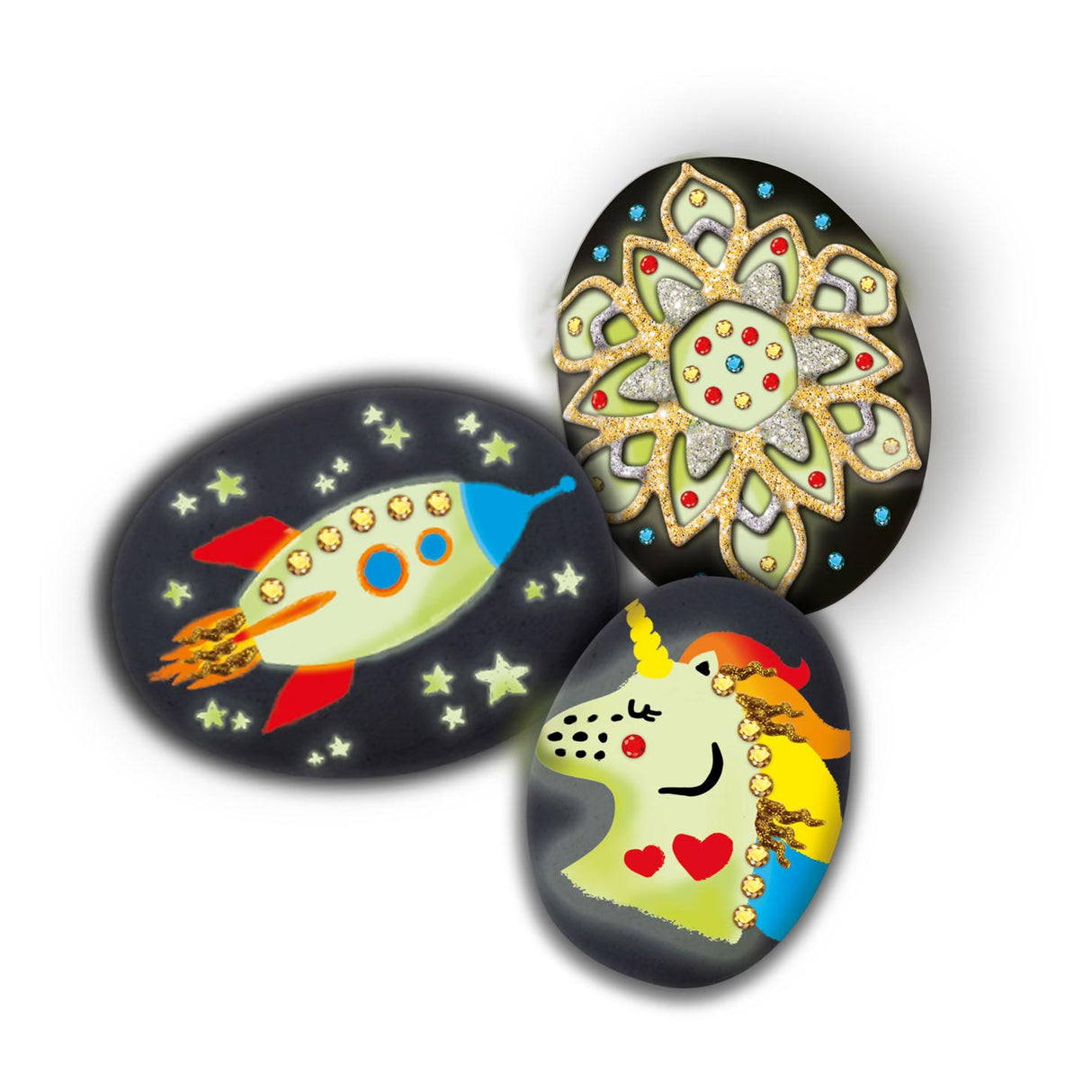 Grafix Stones pintando brilho no escuro