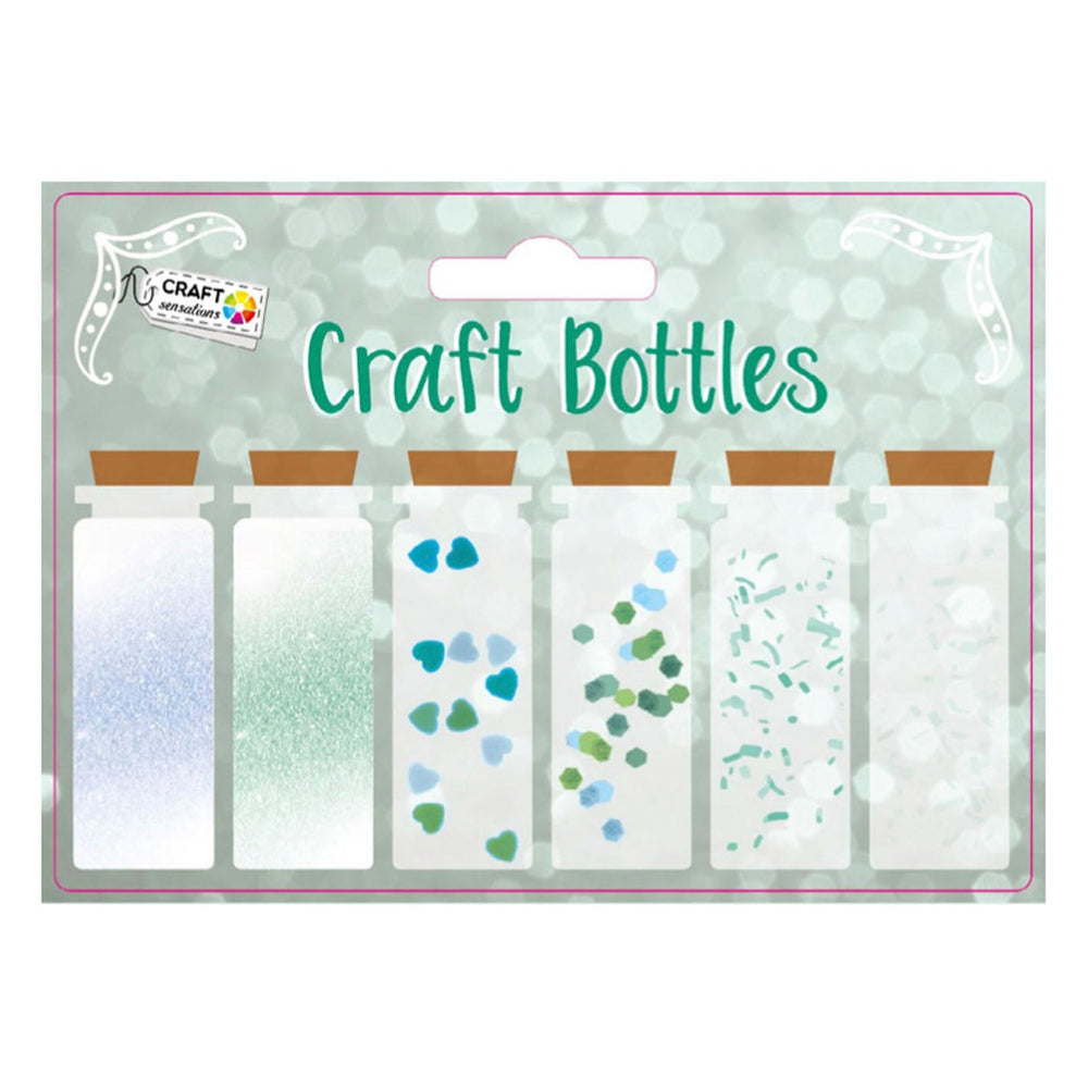 Bouteilles de décoration de groupe d'artisanat créatives, 6 x 15g - bleu vert