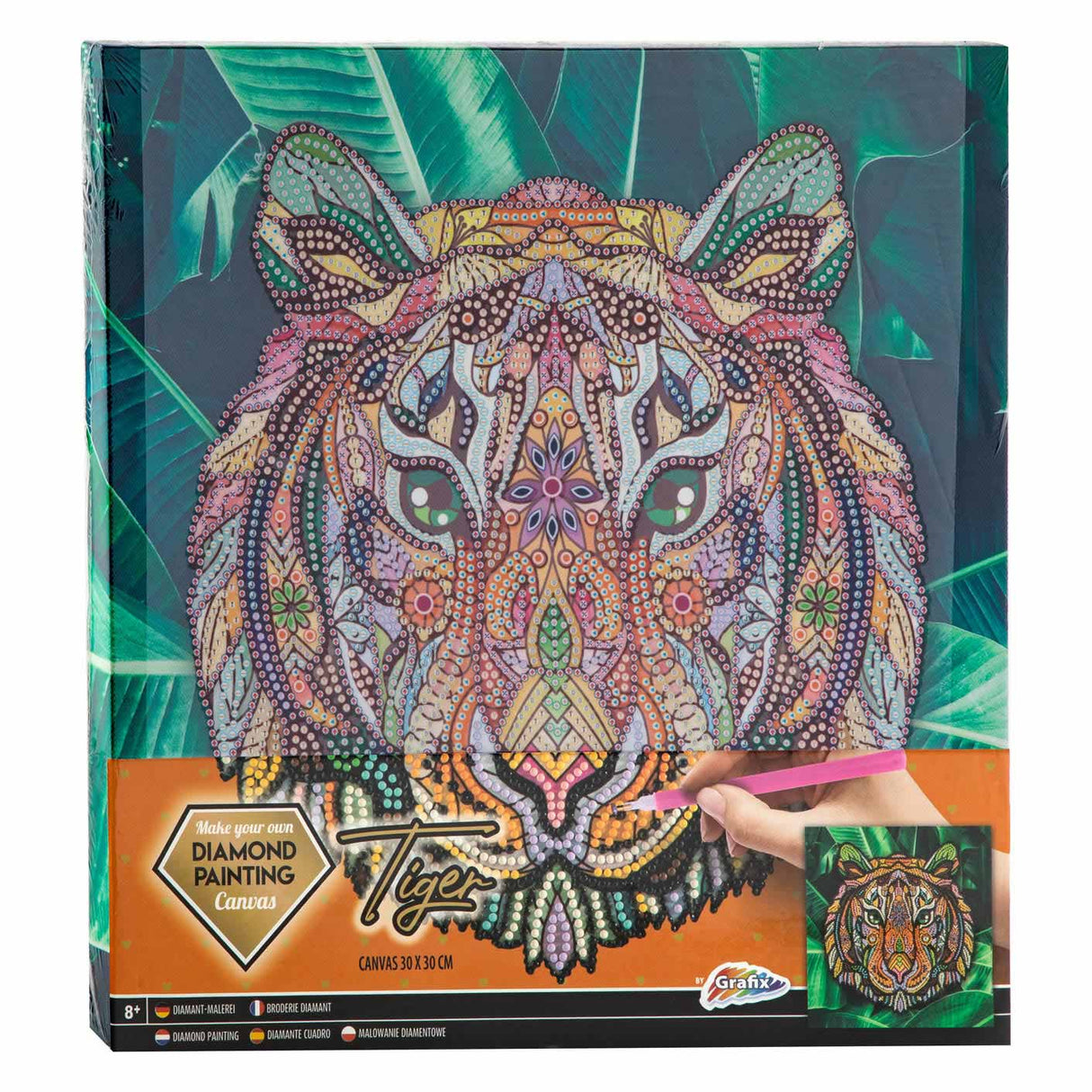 Leinwand Diamantmalerei Tiger, 30 x 30 cm