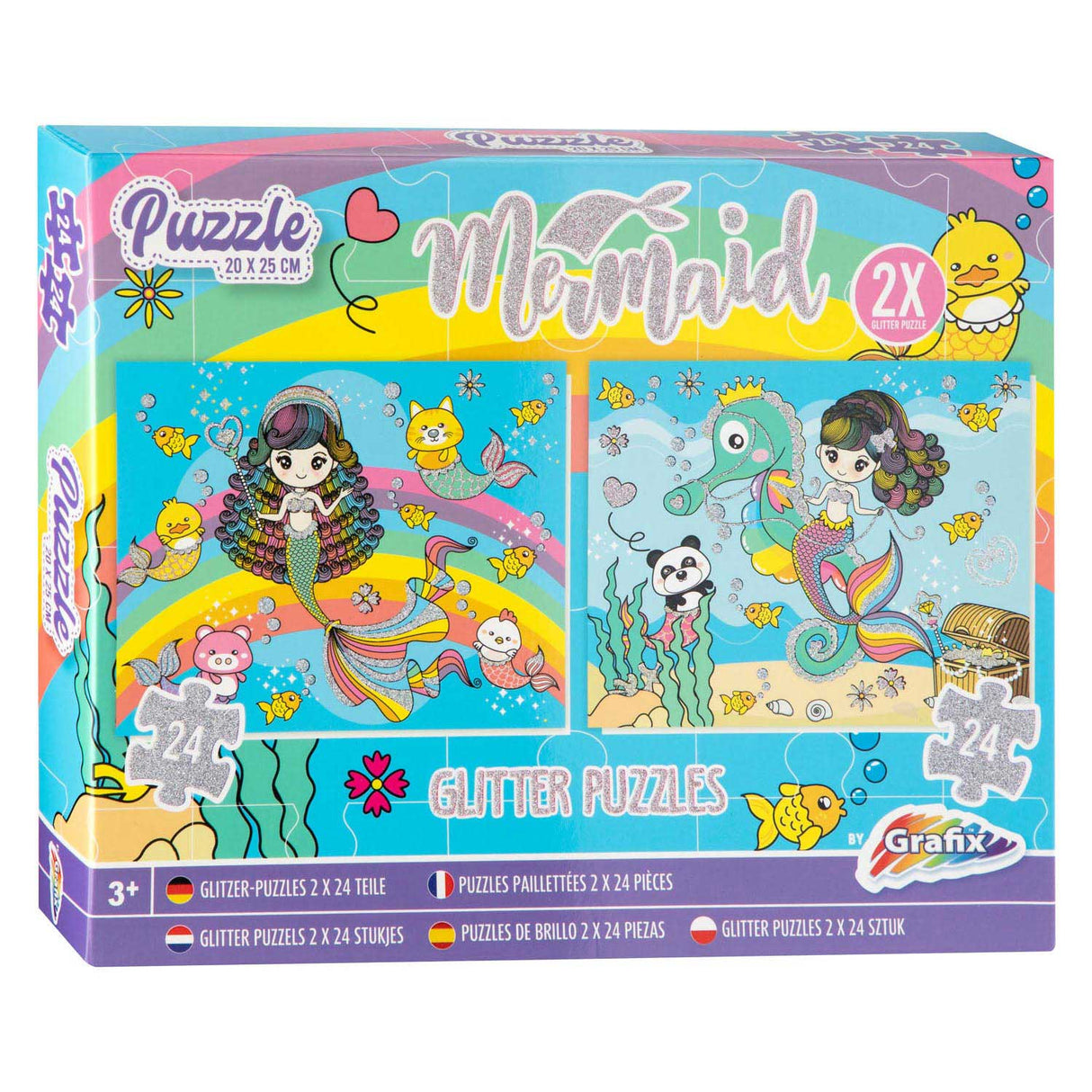 Grafix Glitter Puzzle Set Meerjungfrau, 2x24st.