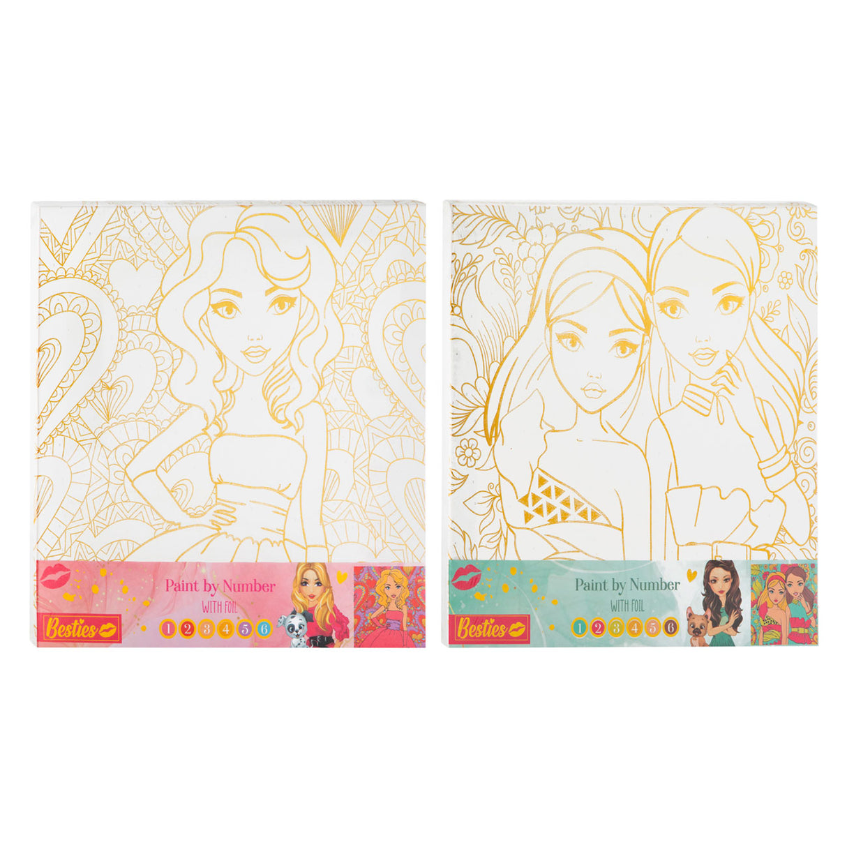 Besties canvas paint by numbers, 30x30cm