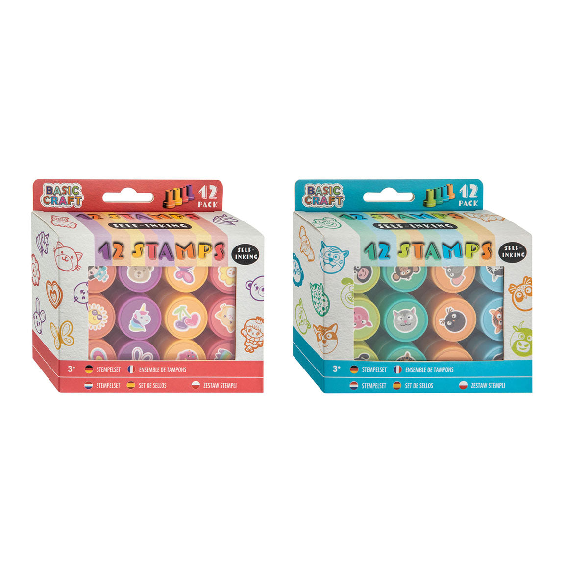 Kreativt hantverk gruppstämpelset djur, 12 st.