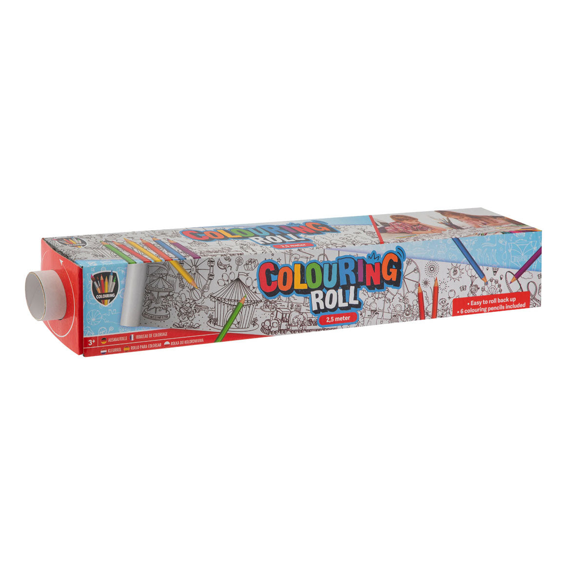 Creative Craft Group Farbrolle mit Druck und 6 farbigen Stiften, 250 x 42 cm