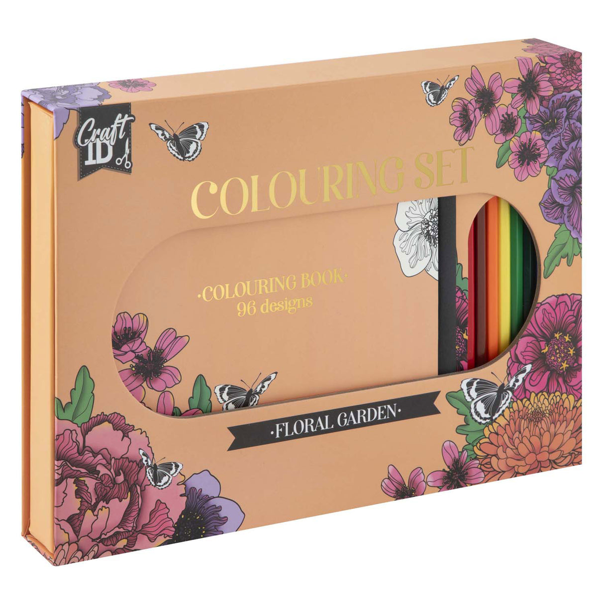 Creative craft group coloring set flowers with 10 colored pencils
