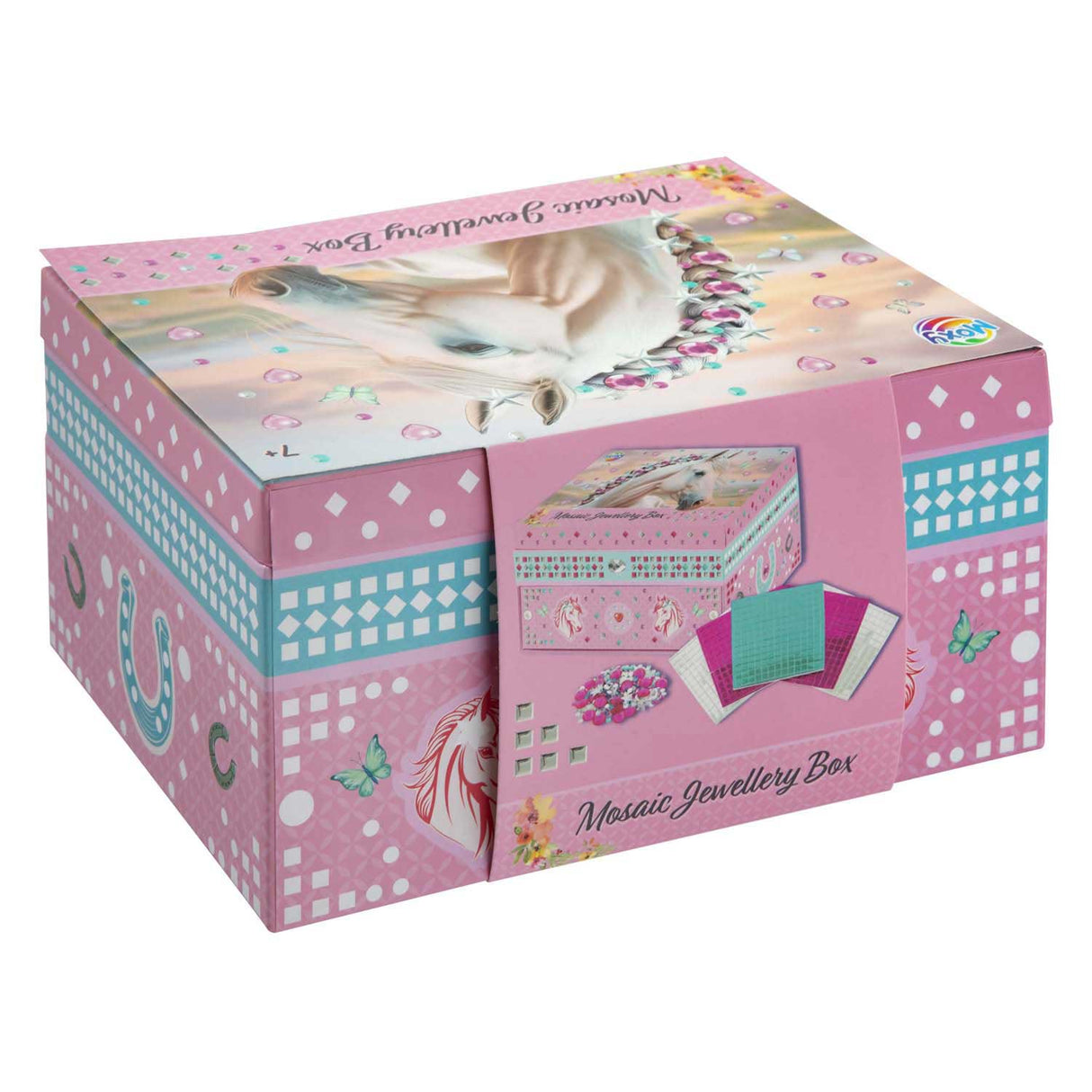 Kreativt hantverk grupp häst smyckeskrin mosaik dekoration