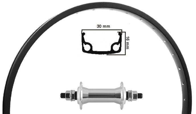 Kgs front wheel 26 (47-559) black black rental bike stainless steel spoke