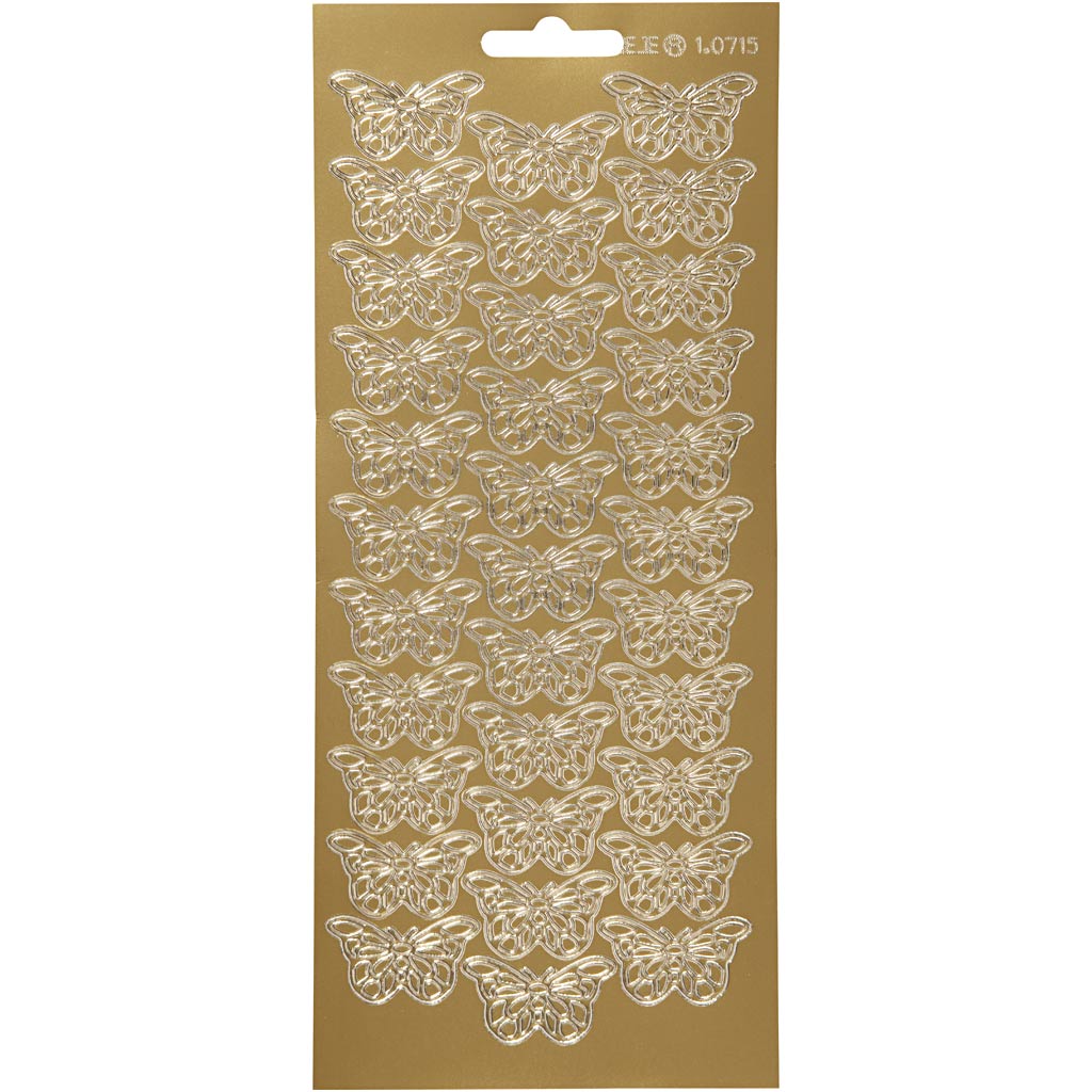 Creativ company stickers, butterflies, sheet 10x23 cm, gold, 1 sheet