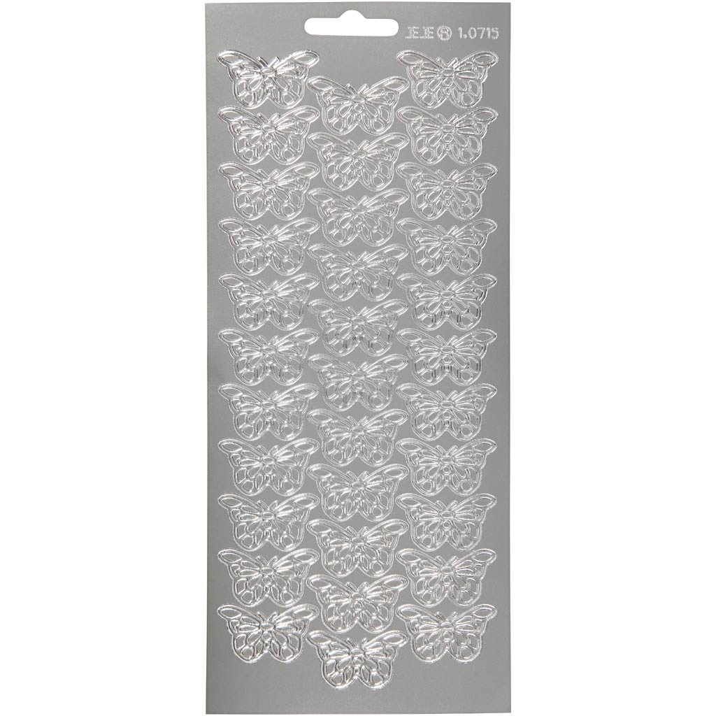 Creativ company stickers, butterflies, sheet 10x23 cm, silver, 1 sheet