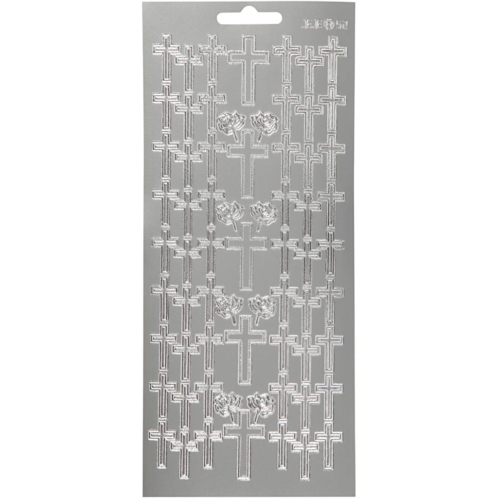 Creativ company stickers, cross, sheet 10x23 cm, silver, 1 sheet