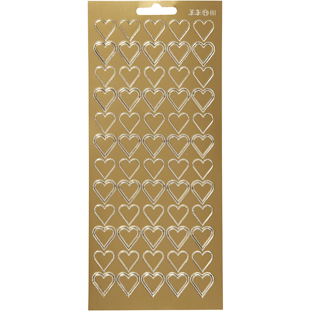 Creativ company stickers, hearts, sheet 10x23 cm, gold, 1 sheet