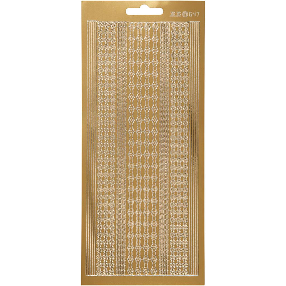 Creativ company stickers, borders, sheet 10x23 cm, gold, 1 sheet