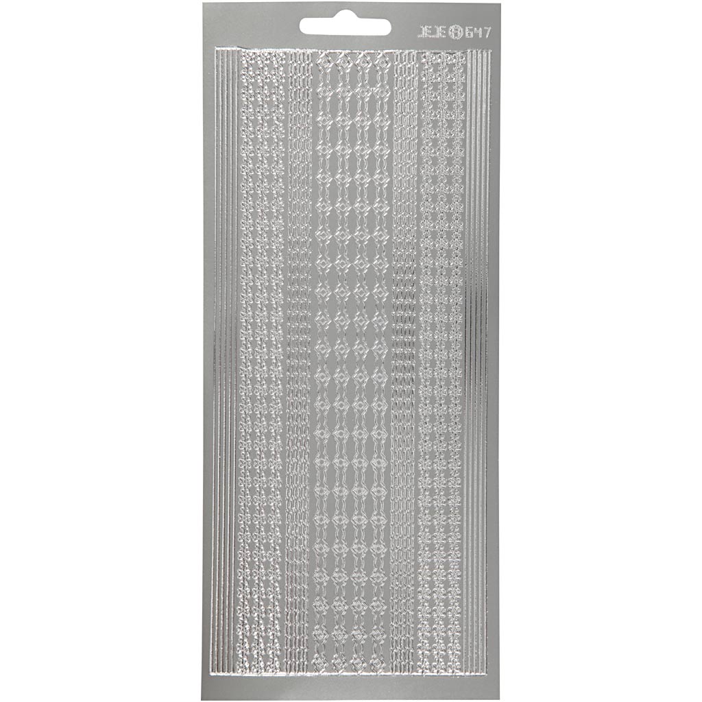 Creativ company stickers, borders, sheet 10x23 cm, silver, 1 sheet