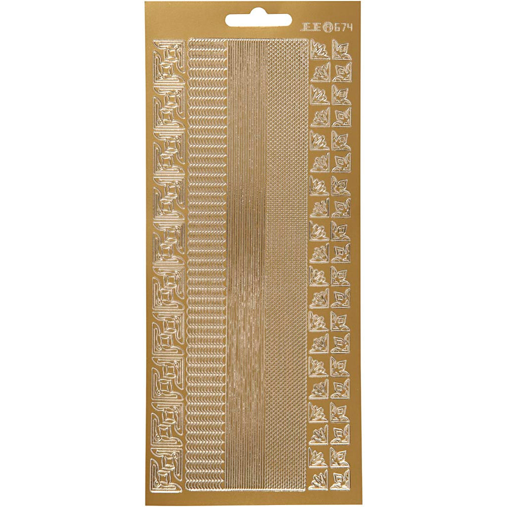Creativ company stickers, borders, sheet 10x23 cm, gold, 1 sheet
