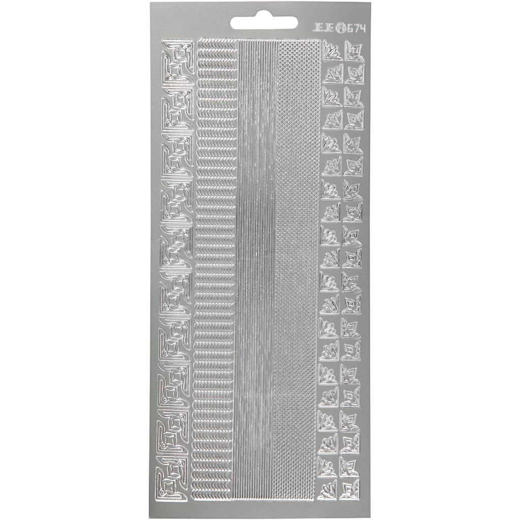 Creativ company stickers, borders, sheet 10x23 cm, silver, 1 sheet