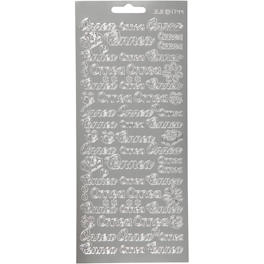 Creativ company stickers, onnea, sheet 10x23 cm, silver, 1 sheet
